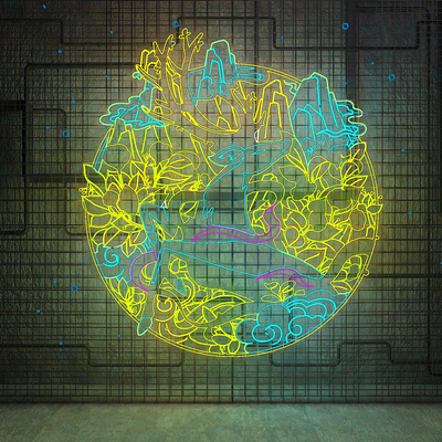  霓虹灯 国潮灯 装饰灯su模型 