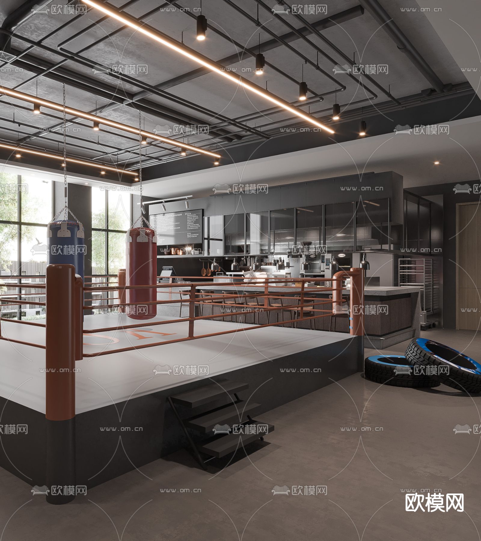 现代健身房su模型下载（渲染图3）