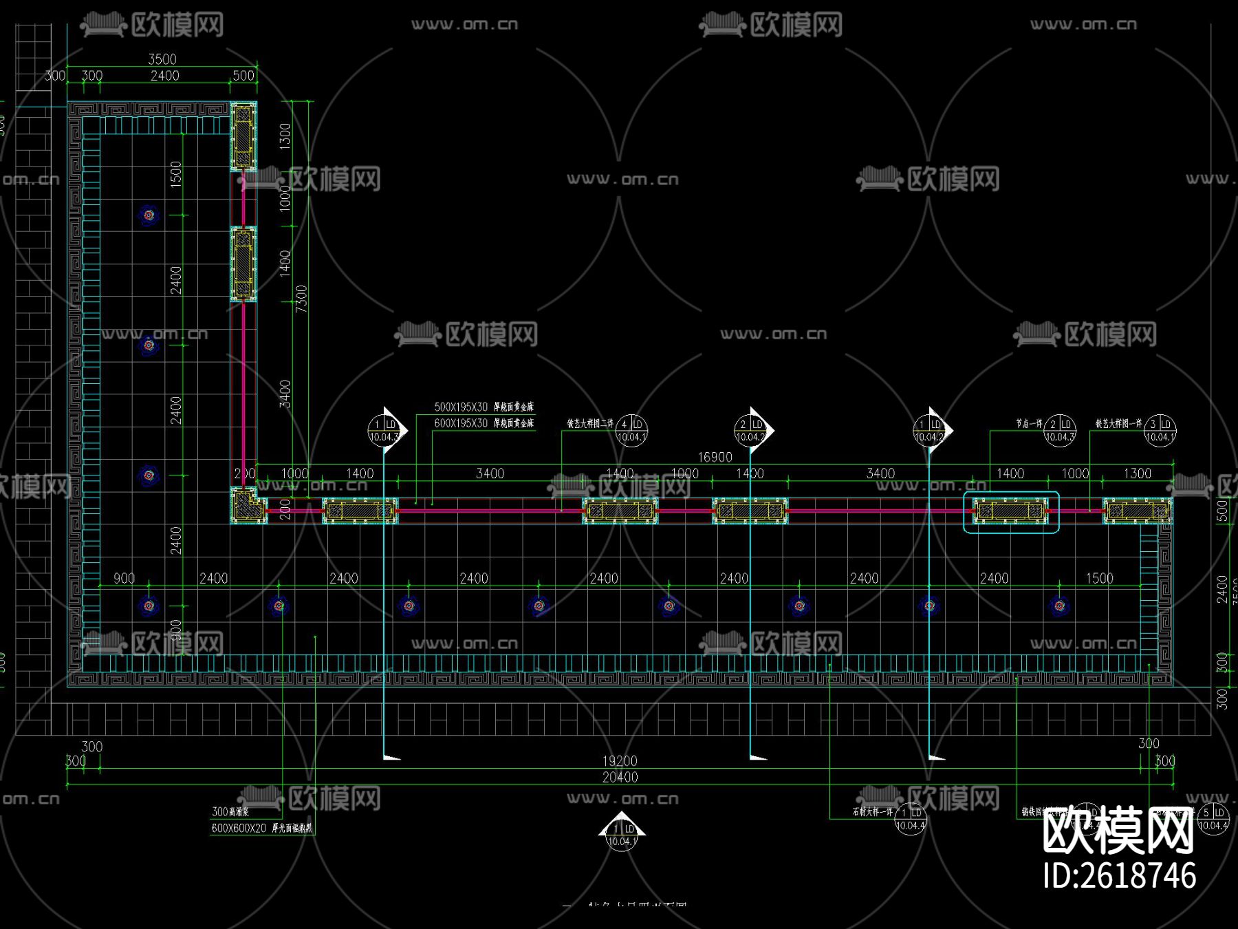 新中式国风景墙水景CAD施工图下载（渲染图2）