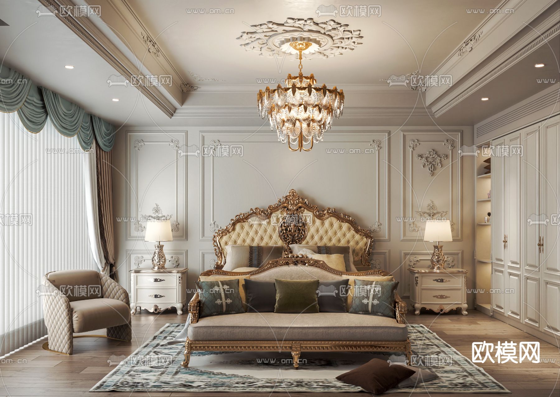 欧式卧室 主人房3d模型下载