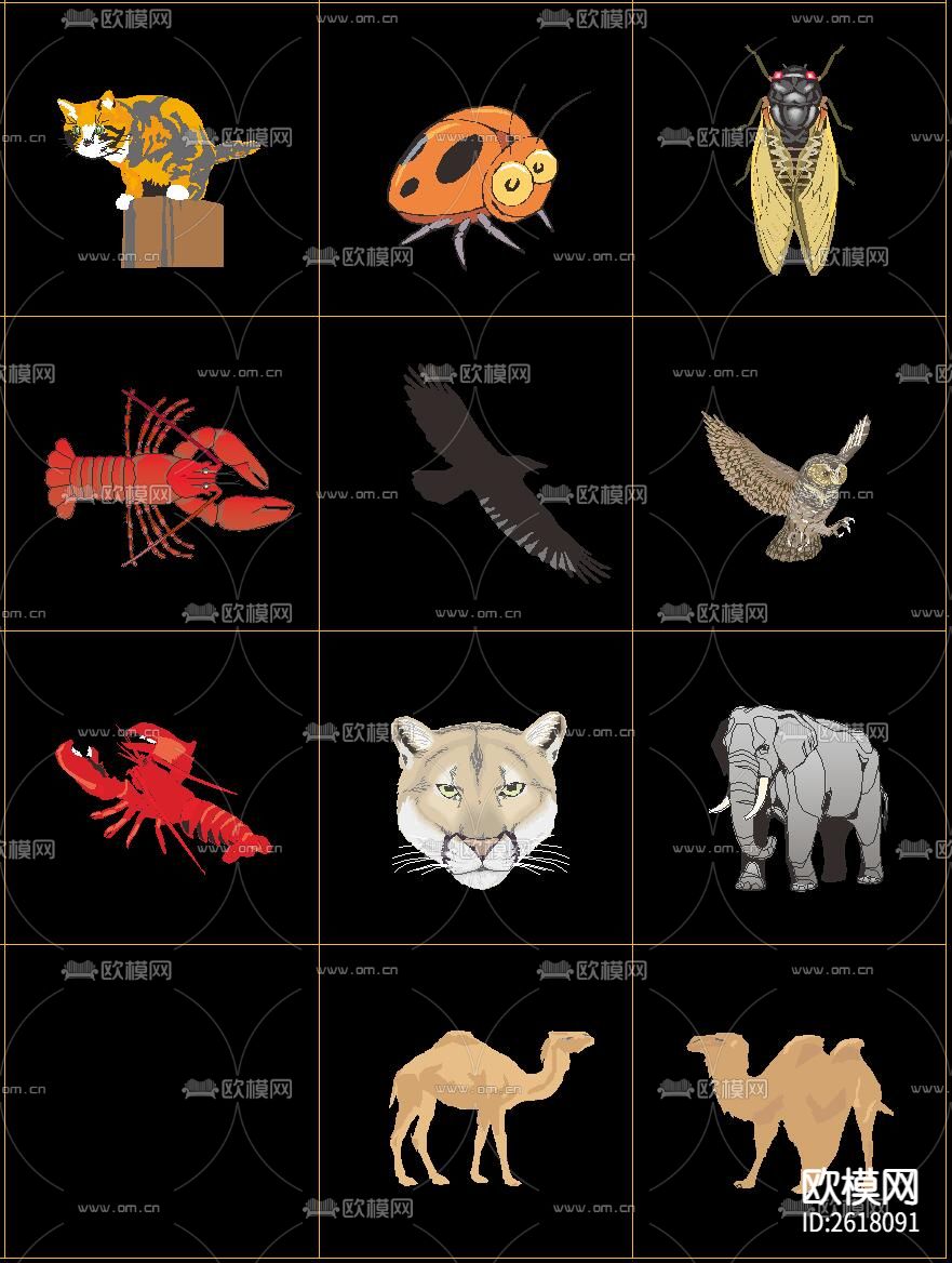 动物填充CAD图库下载（渲染图7）