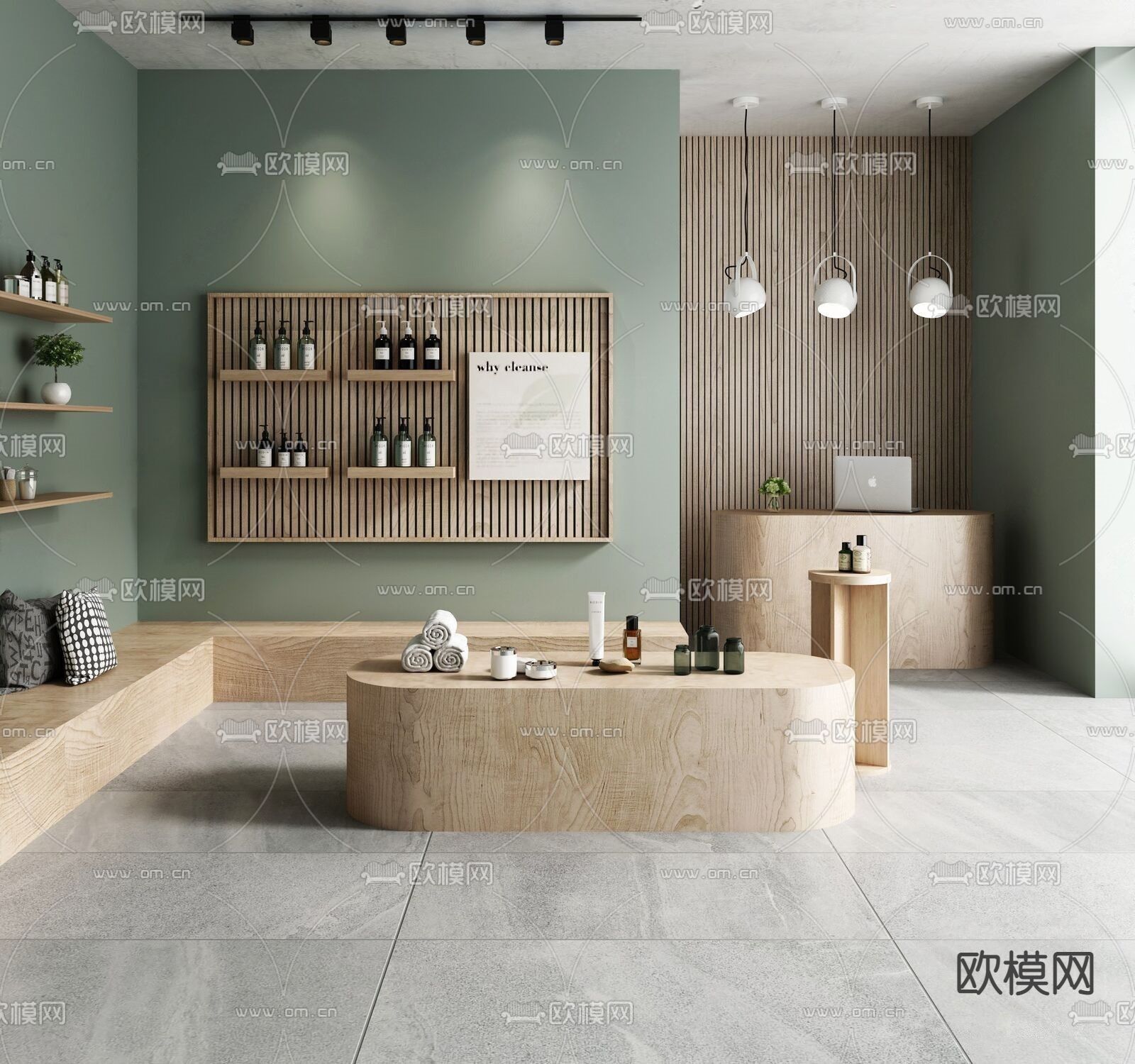 现代护肤品专卖店su模型下载（渲染图1）