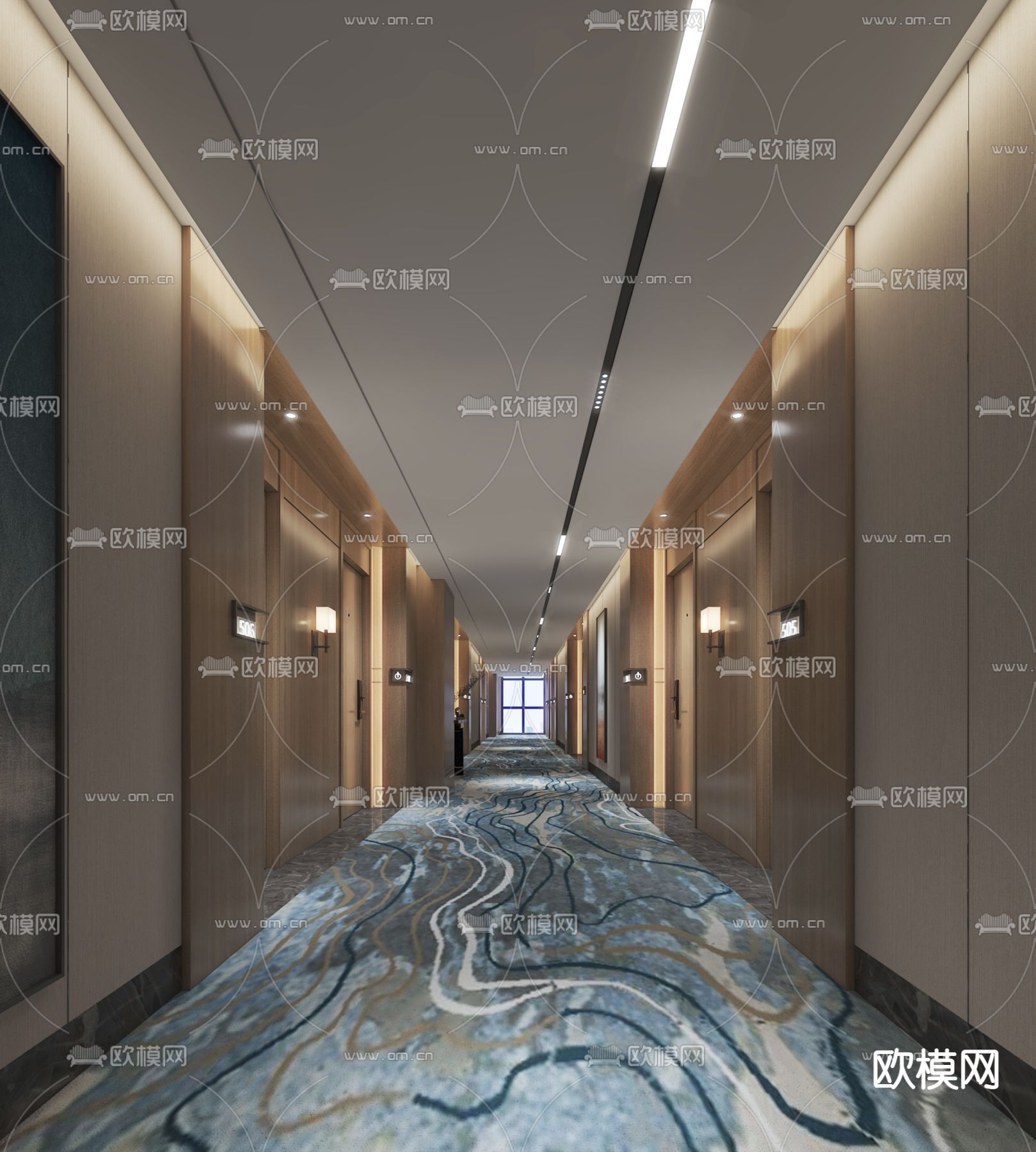 酒店客房过道3d模型下载