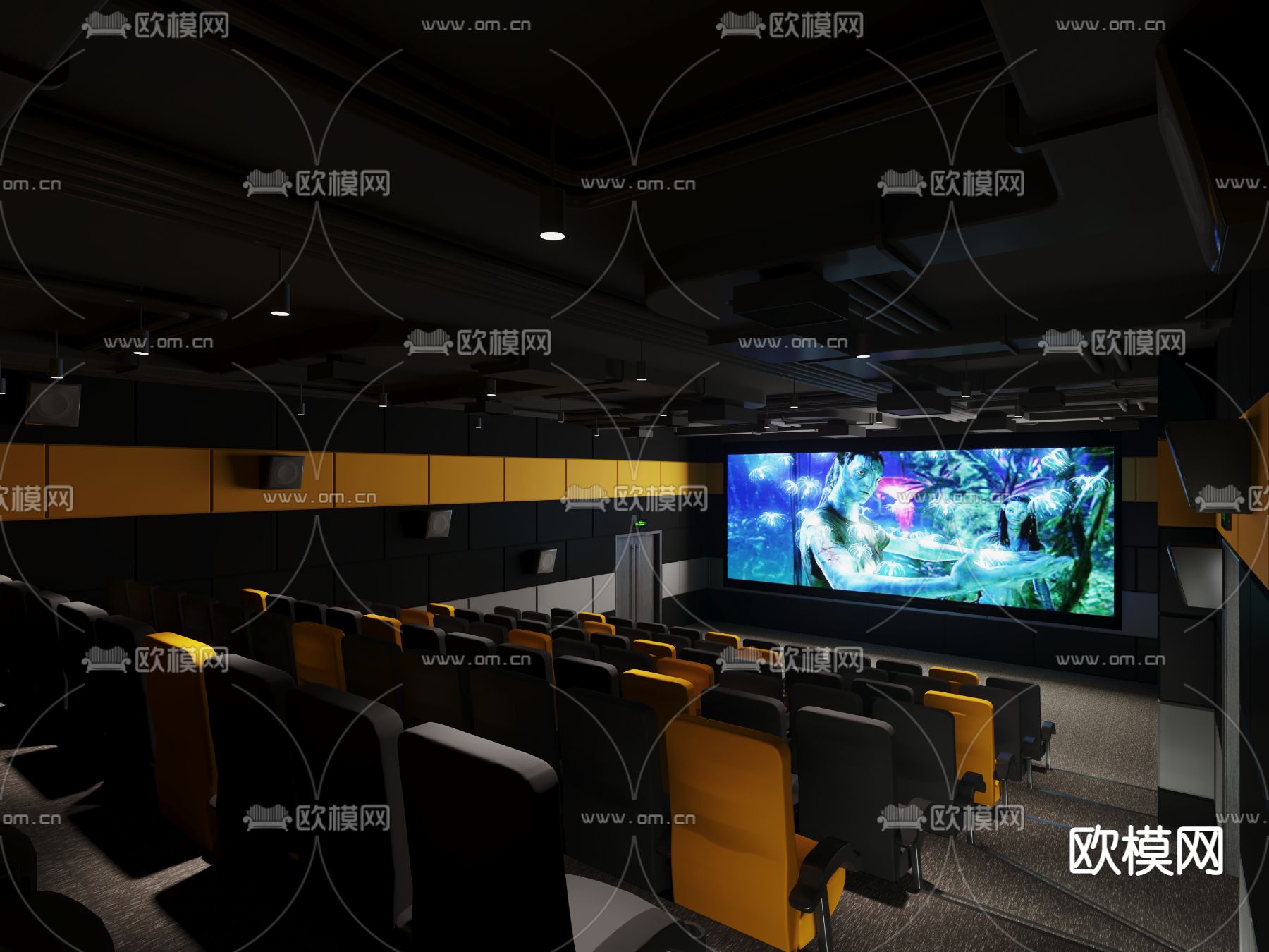 电影院 放映厅3d模型下载