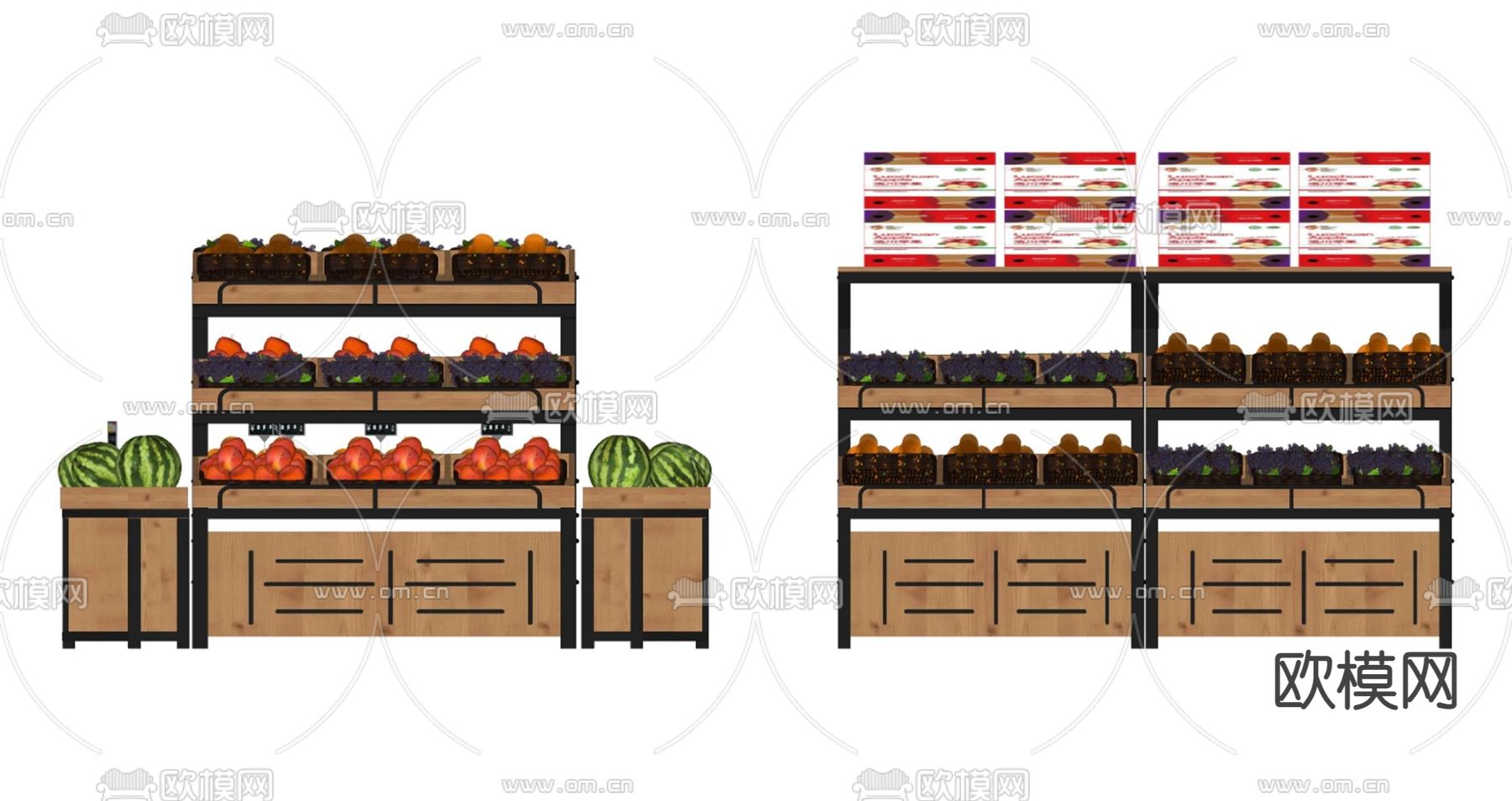现代水果店货架su模型下载（渲染图2）