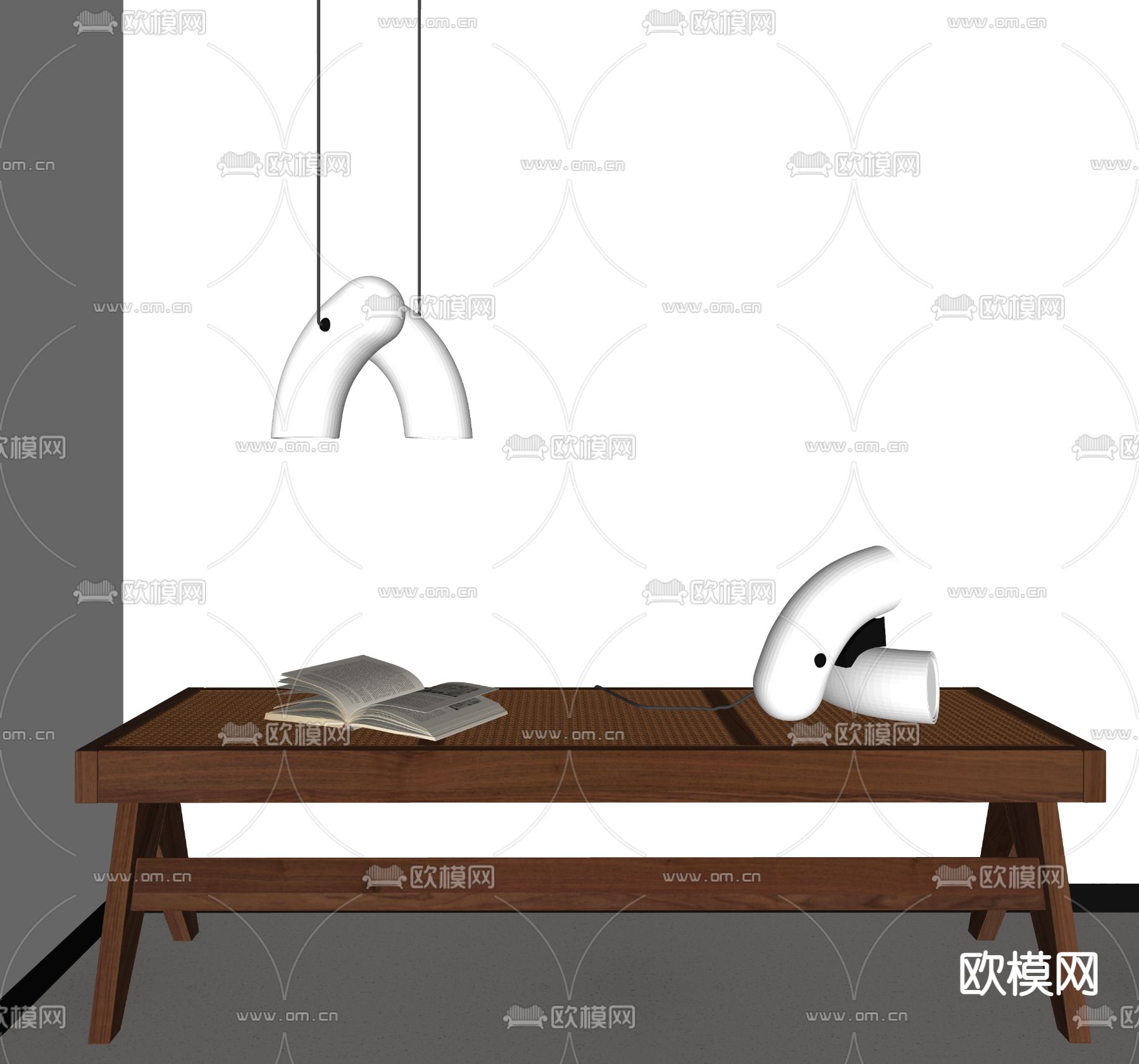 侘寂风长凳su模型下载（渲染图2）