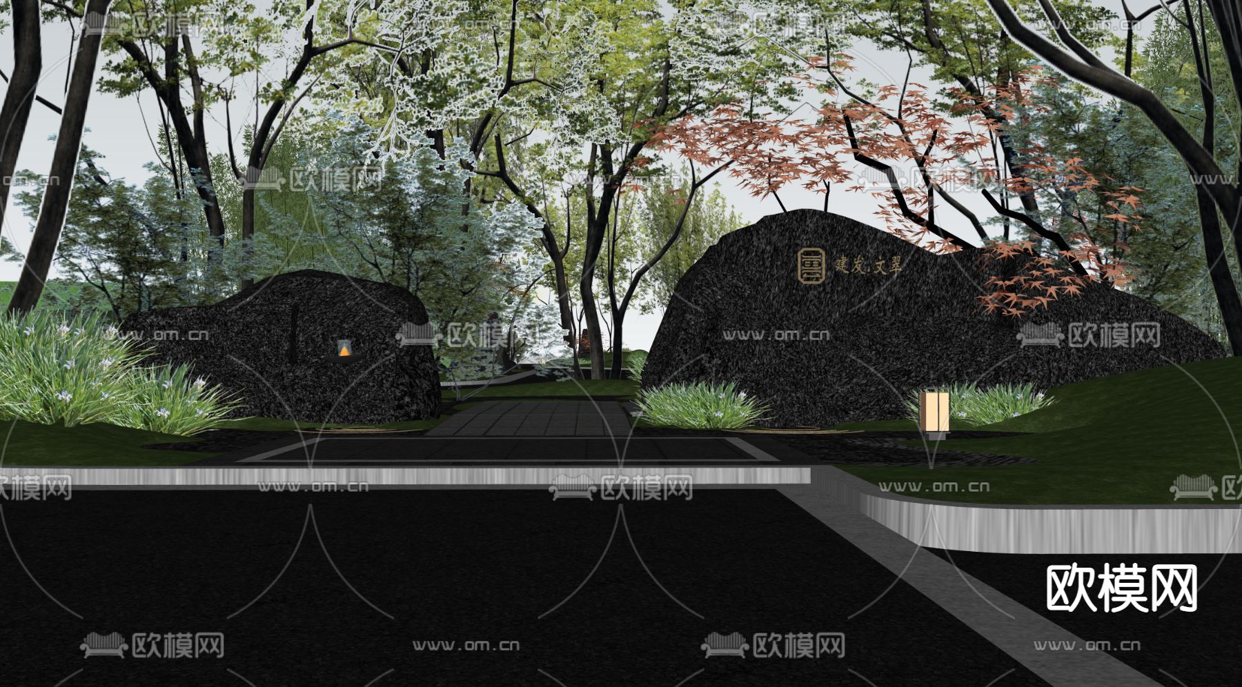 现代公园景观su模型
