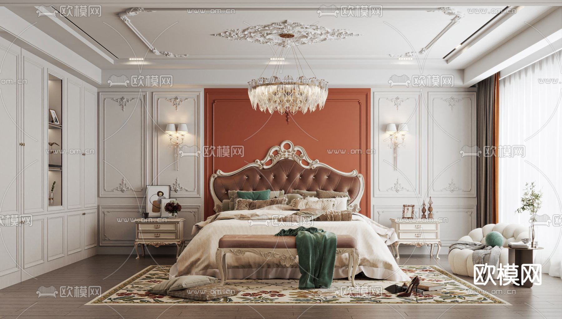 欧式卧室 主人房3d模型下载