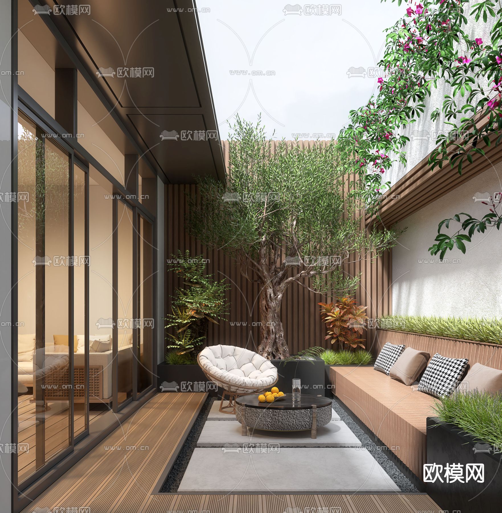 天井庭院 花园3d模型下载_ID14068407_3dmax免费模型-欧模网