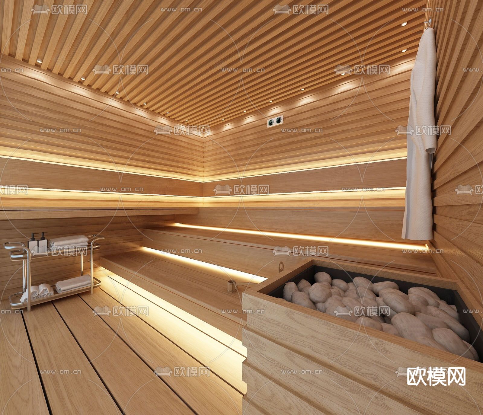 现代洗浴桑拿房su模型下载（渲染图1）