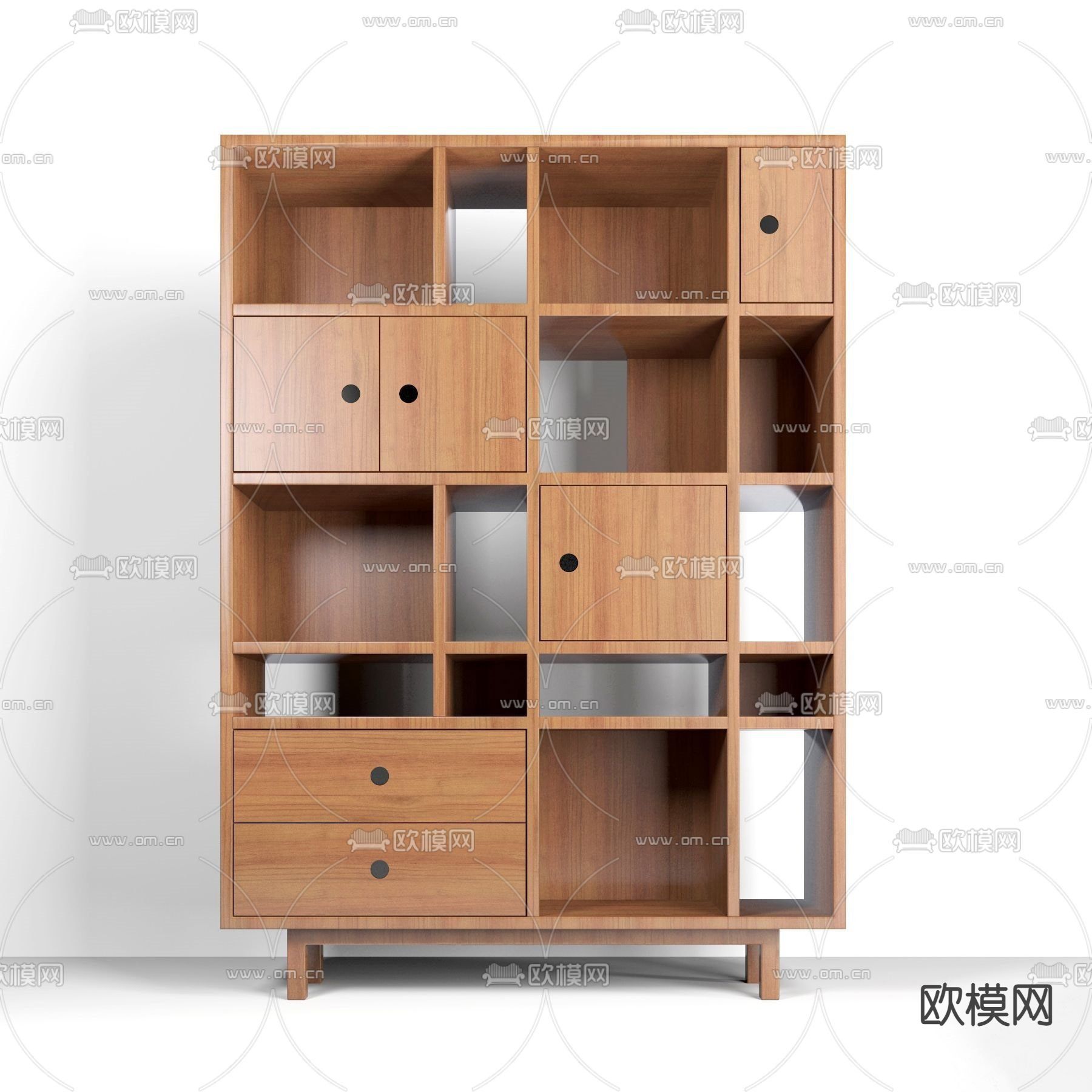 新中式书柜su模型下载（渲染图3）