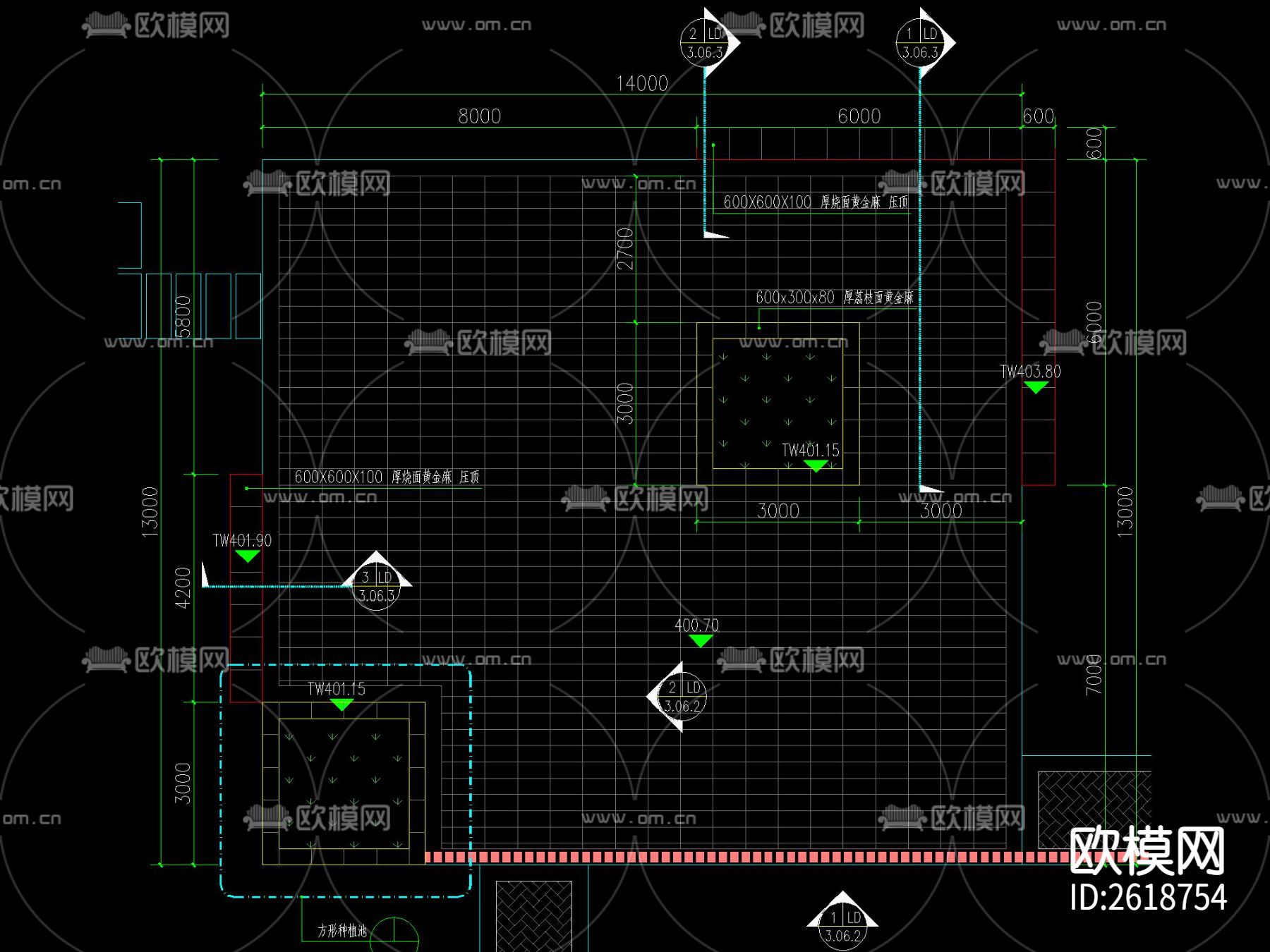 新中式休憩空间CAD施工图下载（渲染图2）