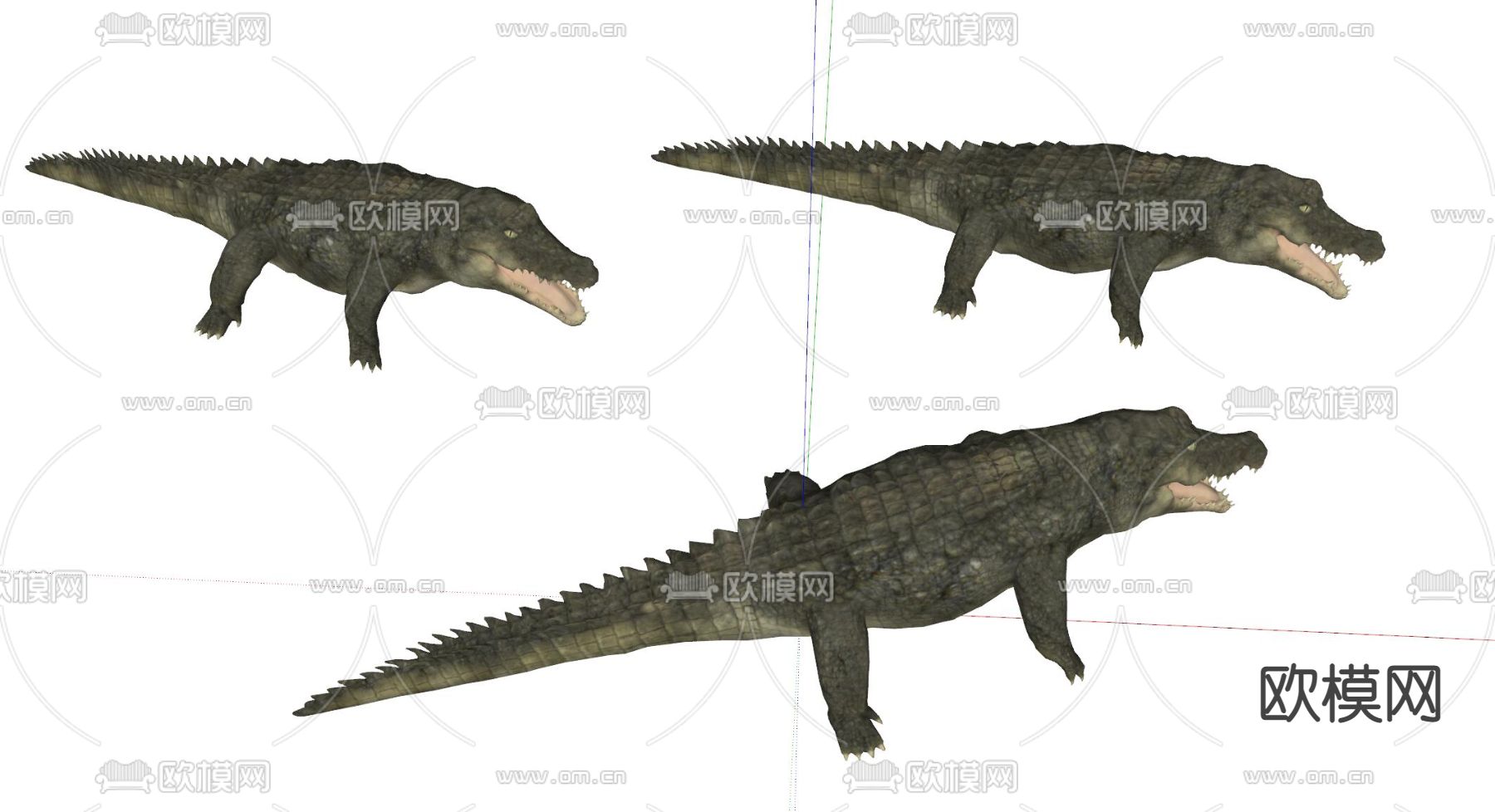 现代鳄鱼su模型下载（渲染图2）