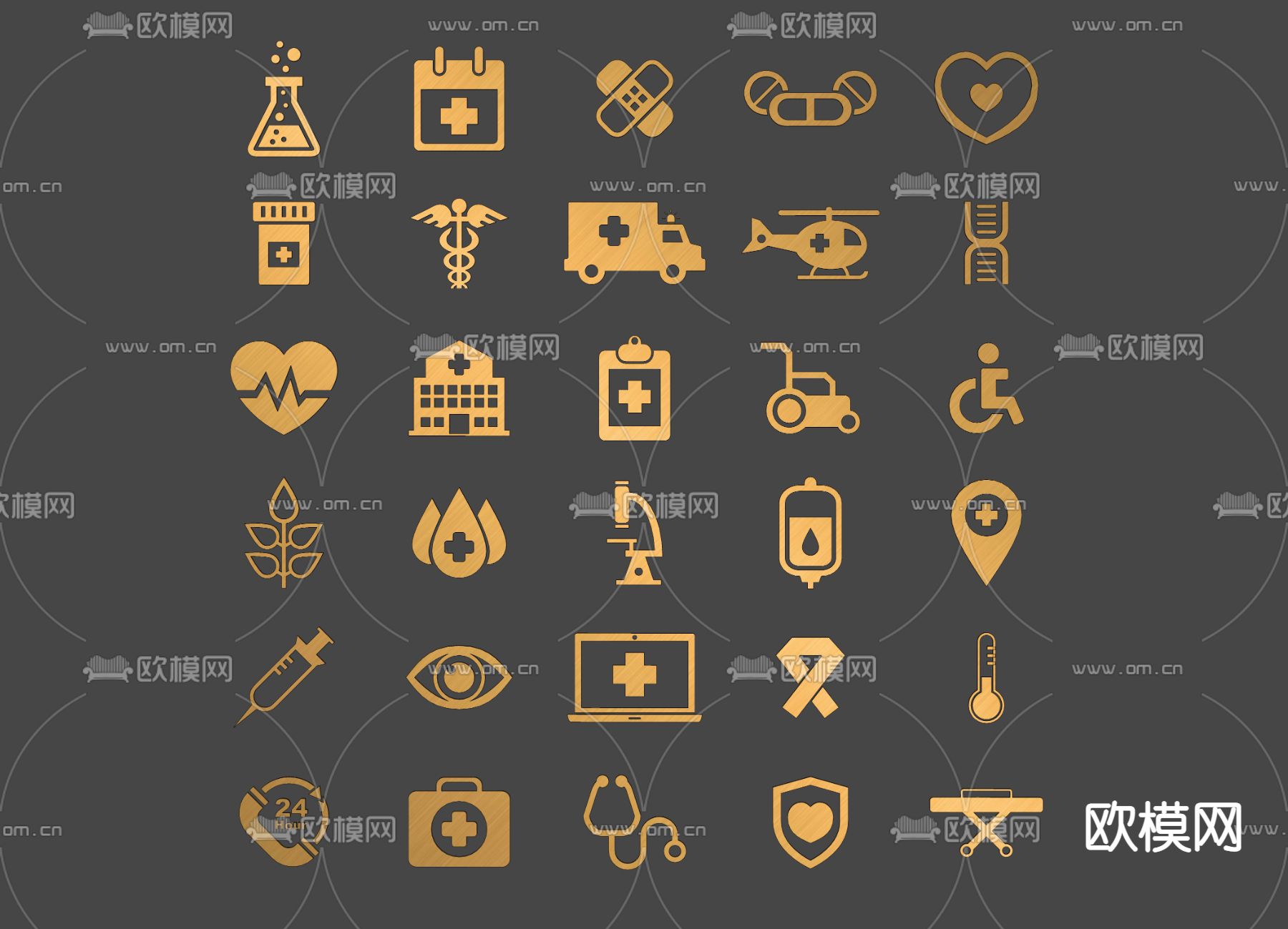 现代医疗图标su模型下载（渲染图1）