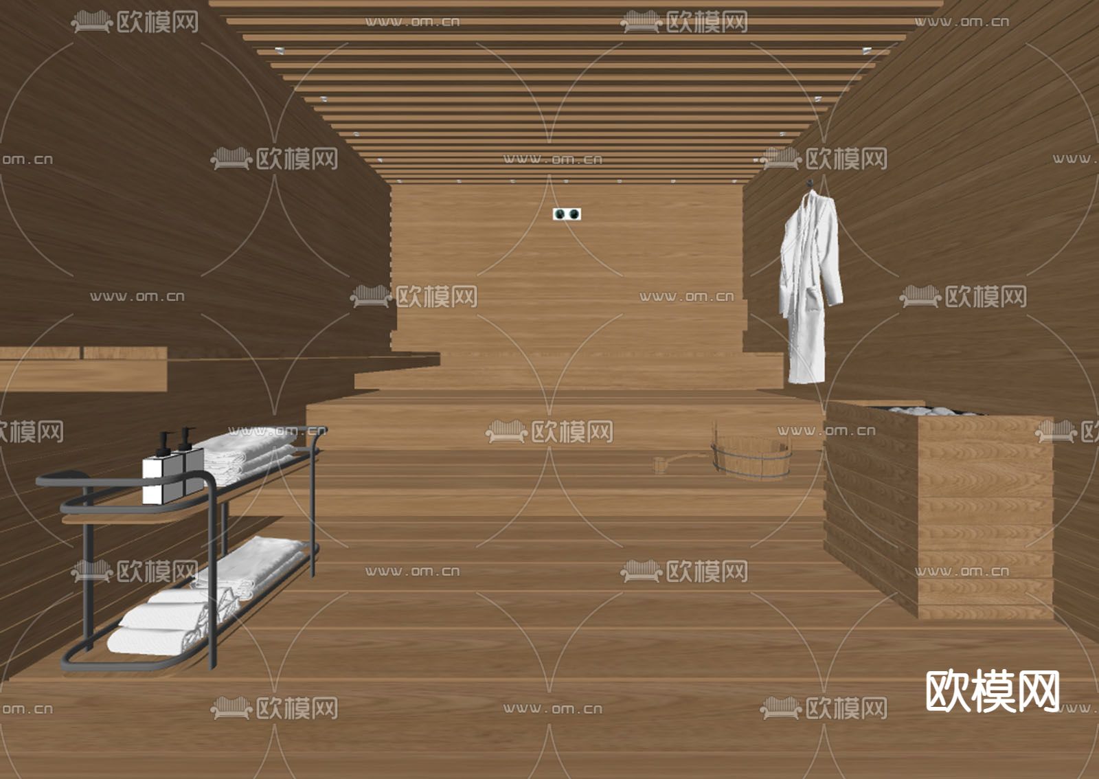 现代洗浴桑拿房su模型下载（渲染图2）
