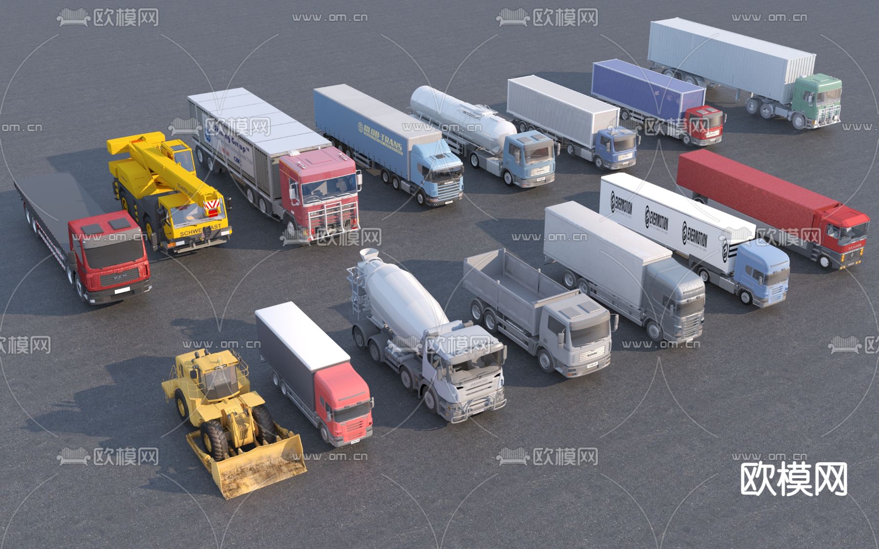 工业风挖掘机 推土机3d模型下载