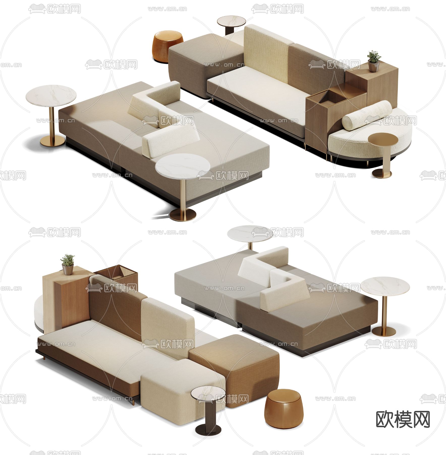 洽谈沙发 办公沙发3d模型下载（渲染图1）