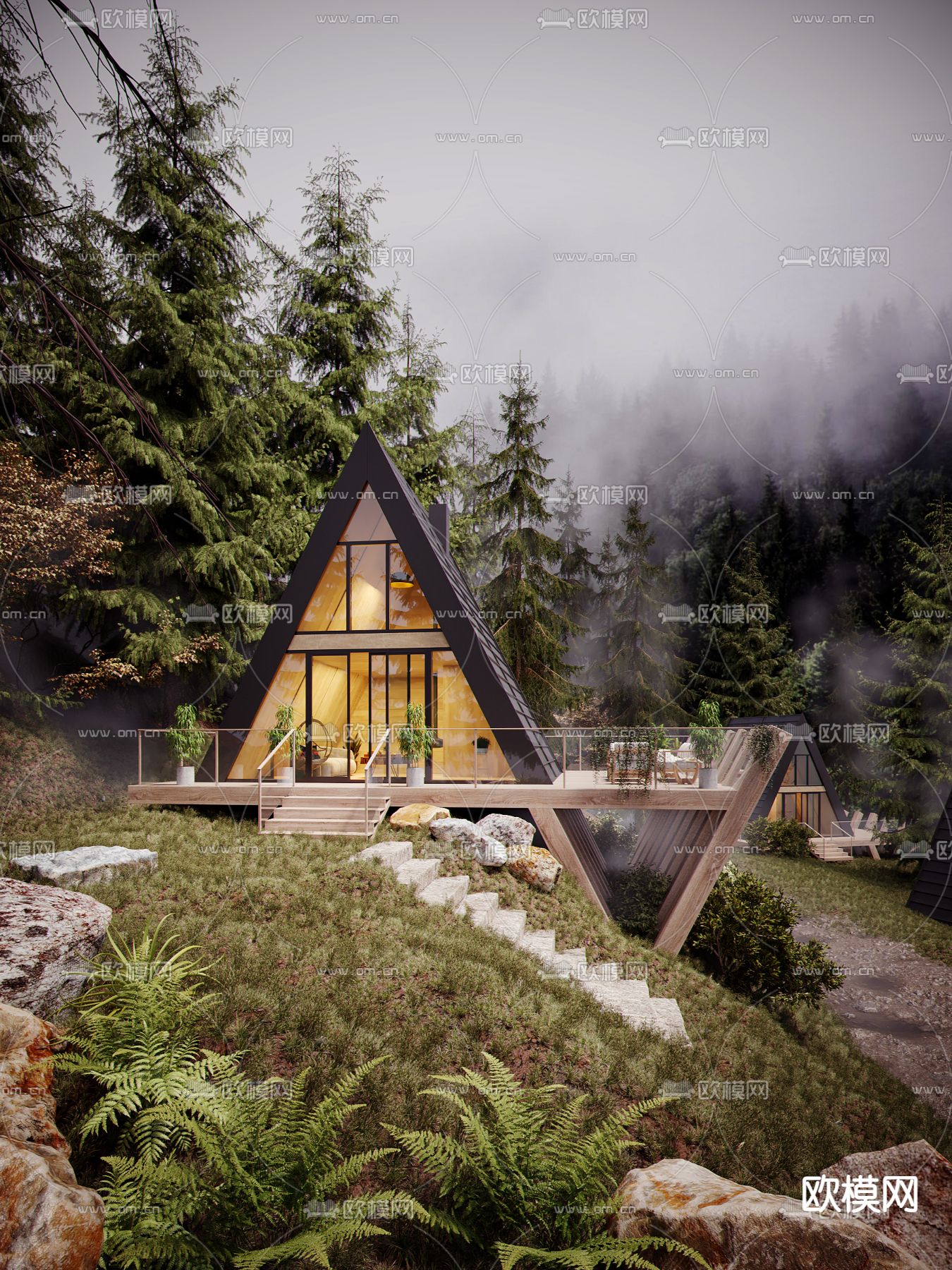 森林别墅 度假屋3d模型下载