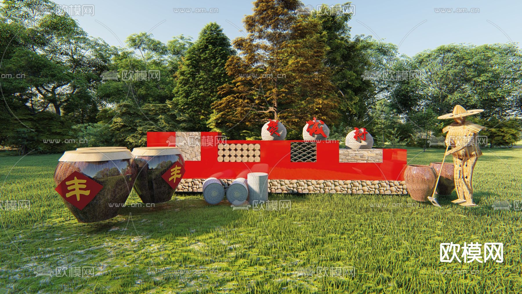 现代红色文化雕塑su模型