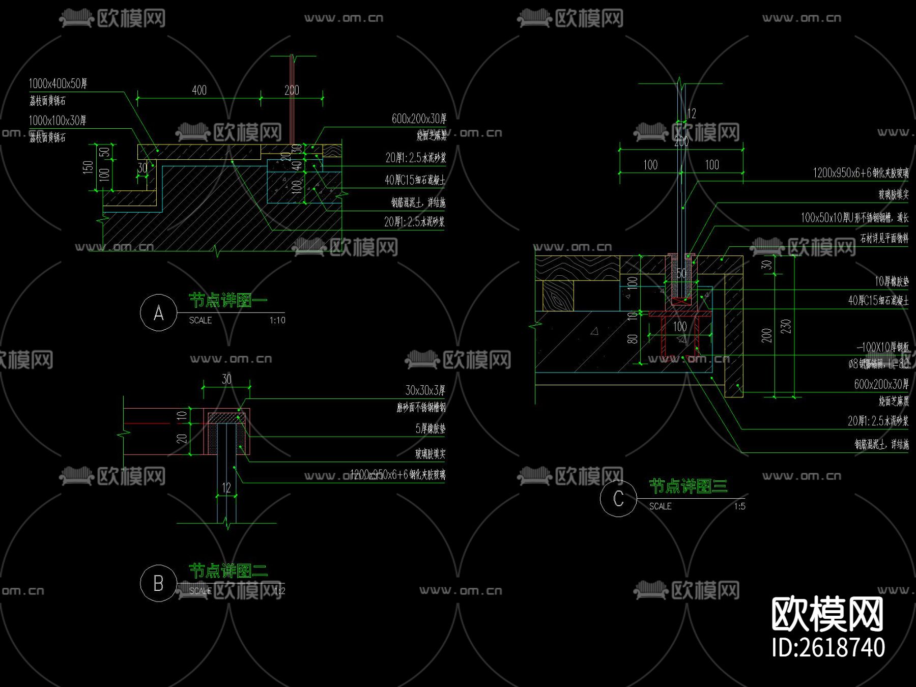人防出入口廊架CAD施工图下载（渲染图3）