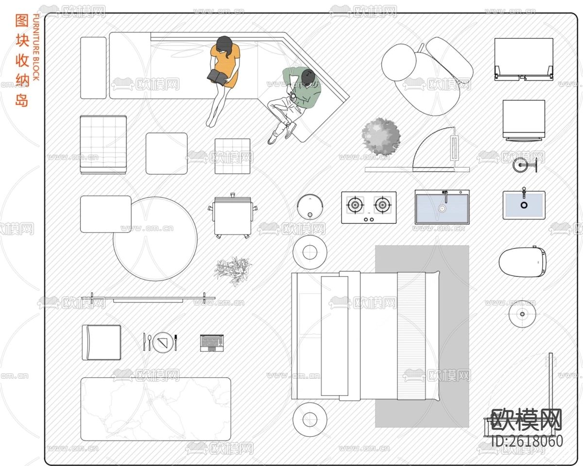 2023网红彩平制图CAD图库下载（渲染图6）