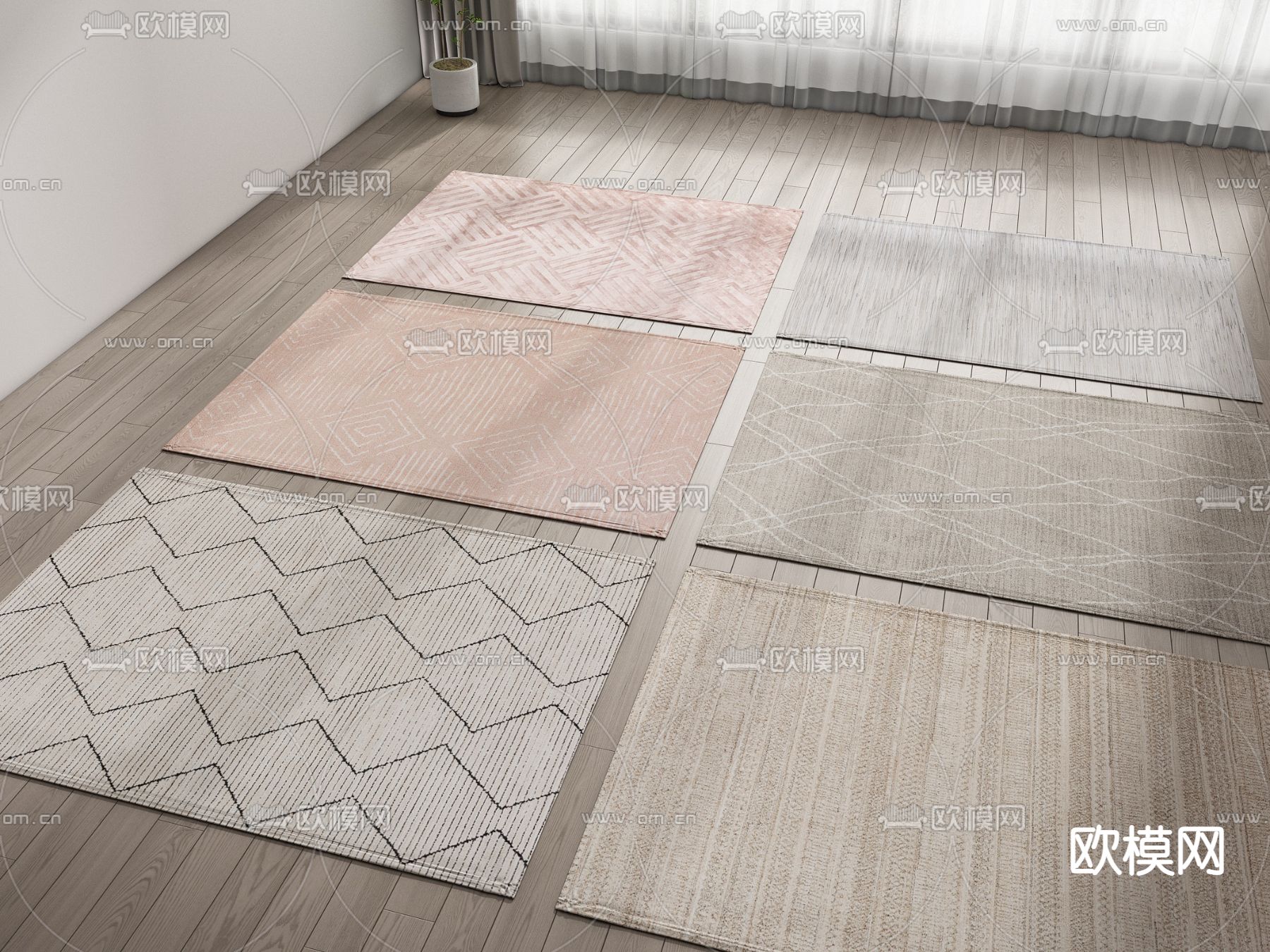 地毯 花纹方毯3d模型下载