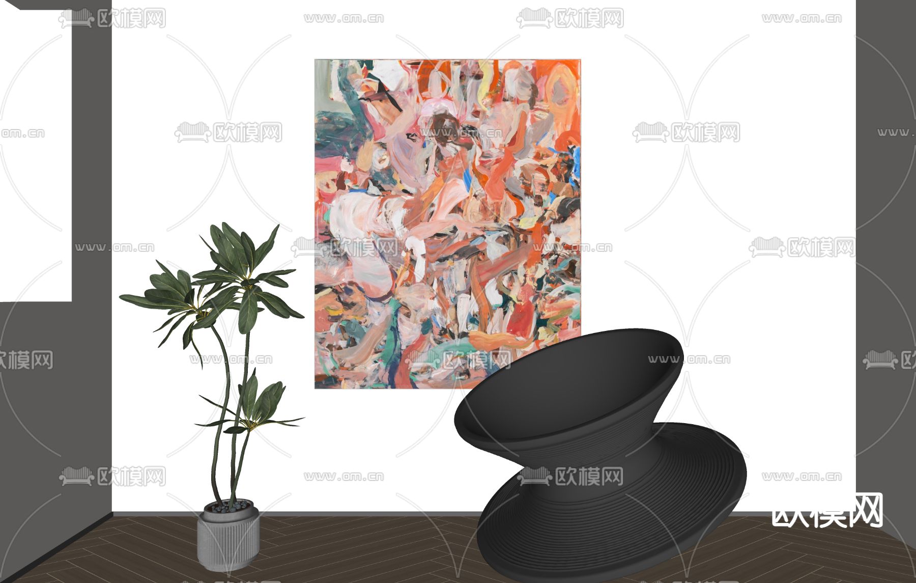 现代陀螺椅su模型下载（渲染图2）