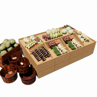  现代水果店货架su模型 