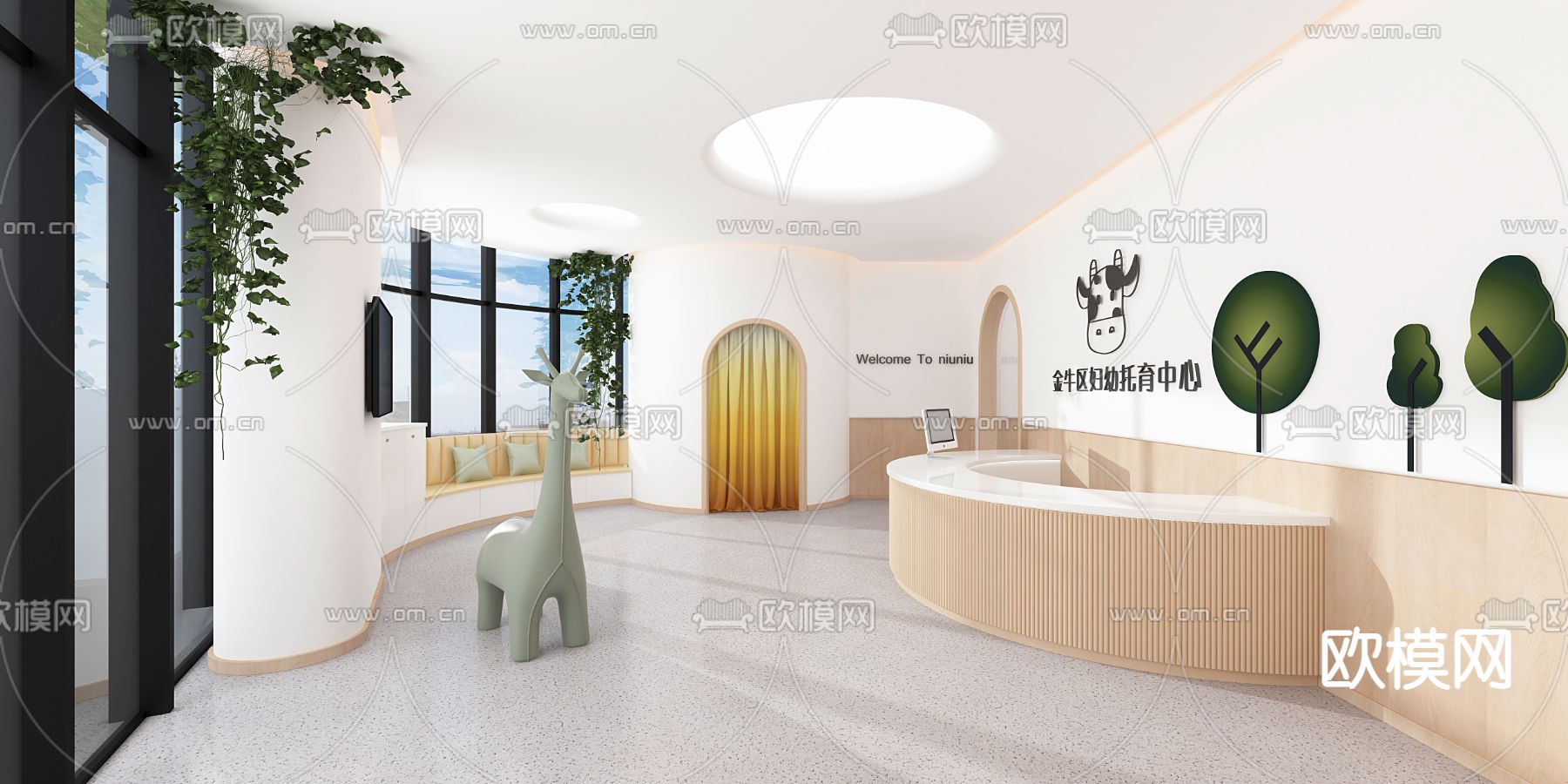 托育中心 幼儿园大厅3d模型下载