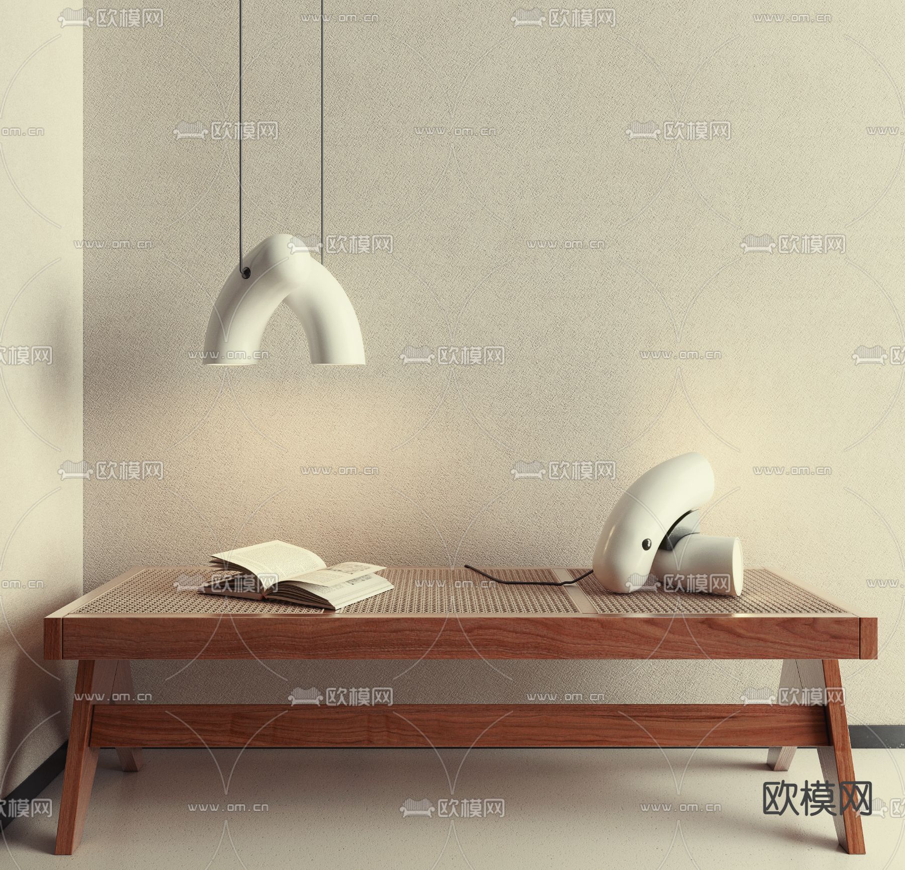 侘寂风长凳su模型下载（渲染图1）