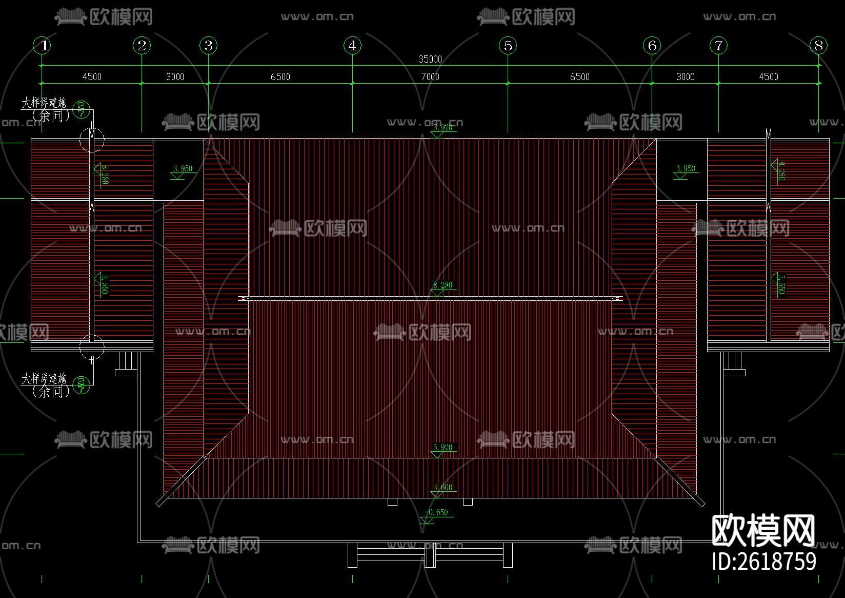 中式古建筑CAD施工图下载（渲染图5）