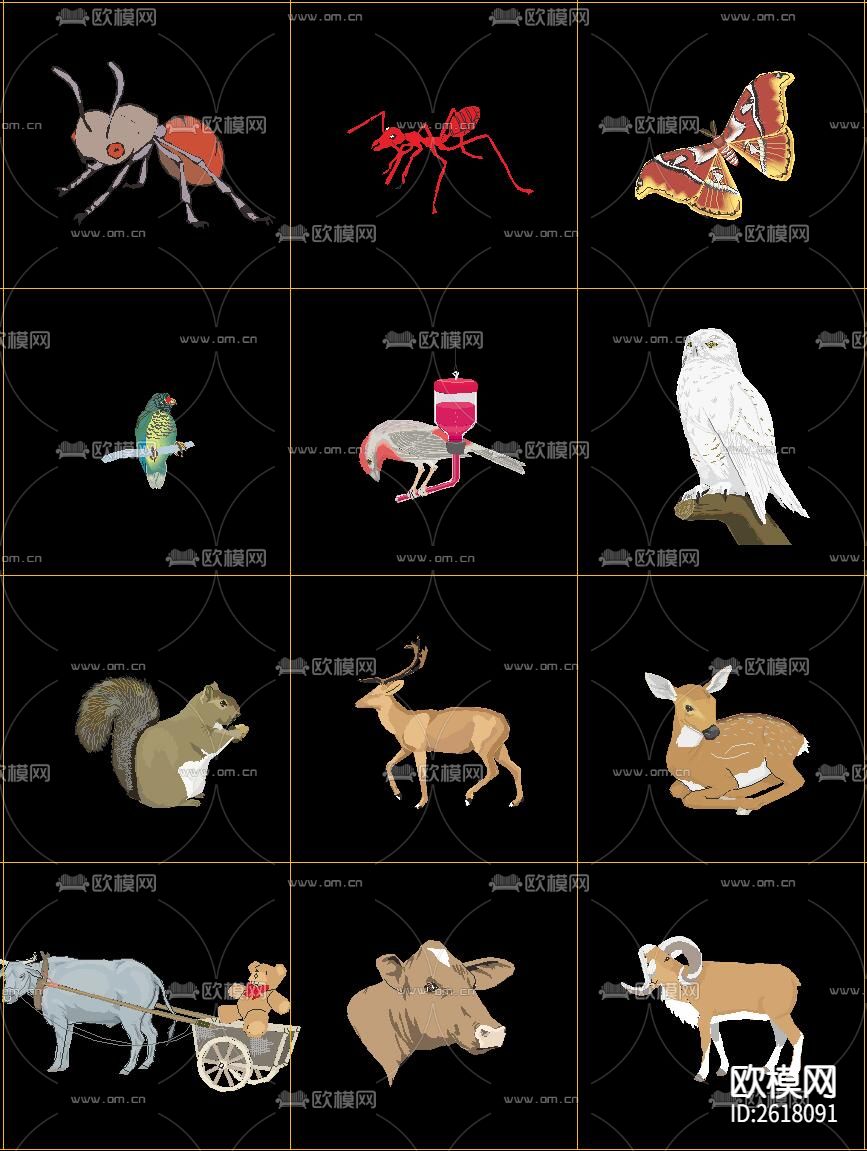 动物填充CAD图库下载（渲染图6）