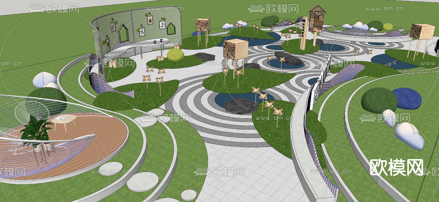 现代植物科普园su模型