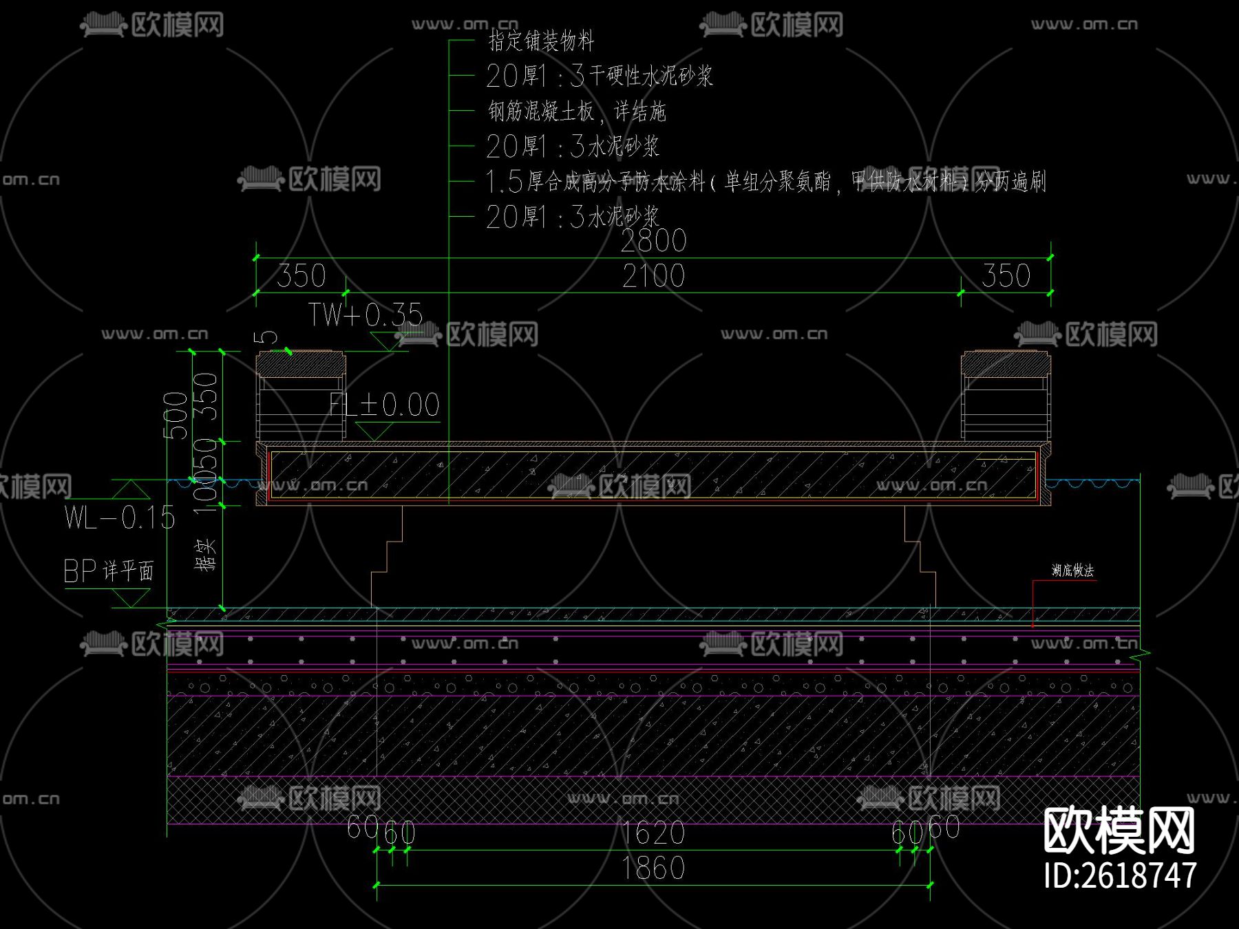 新中式国风栈桥CAD施工图下载（渲染图5）