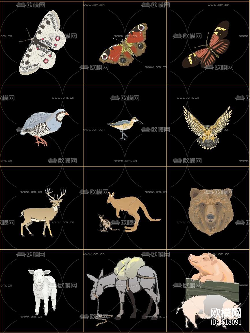 动物填充CAD图库下载（渲染图8）