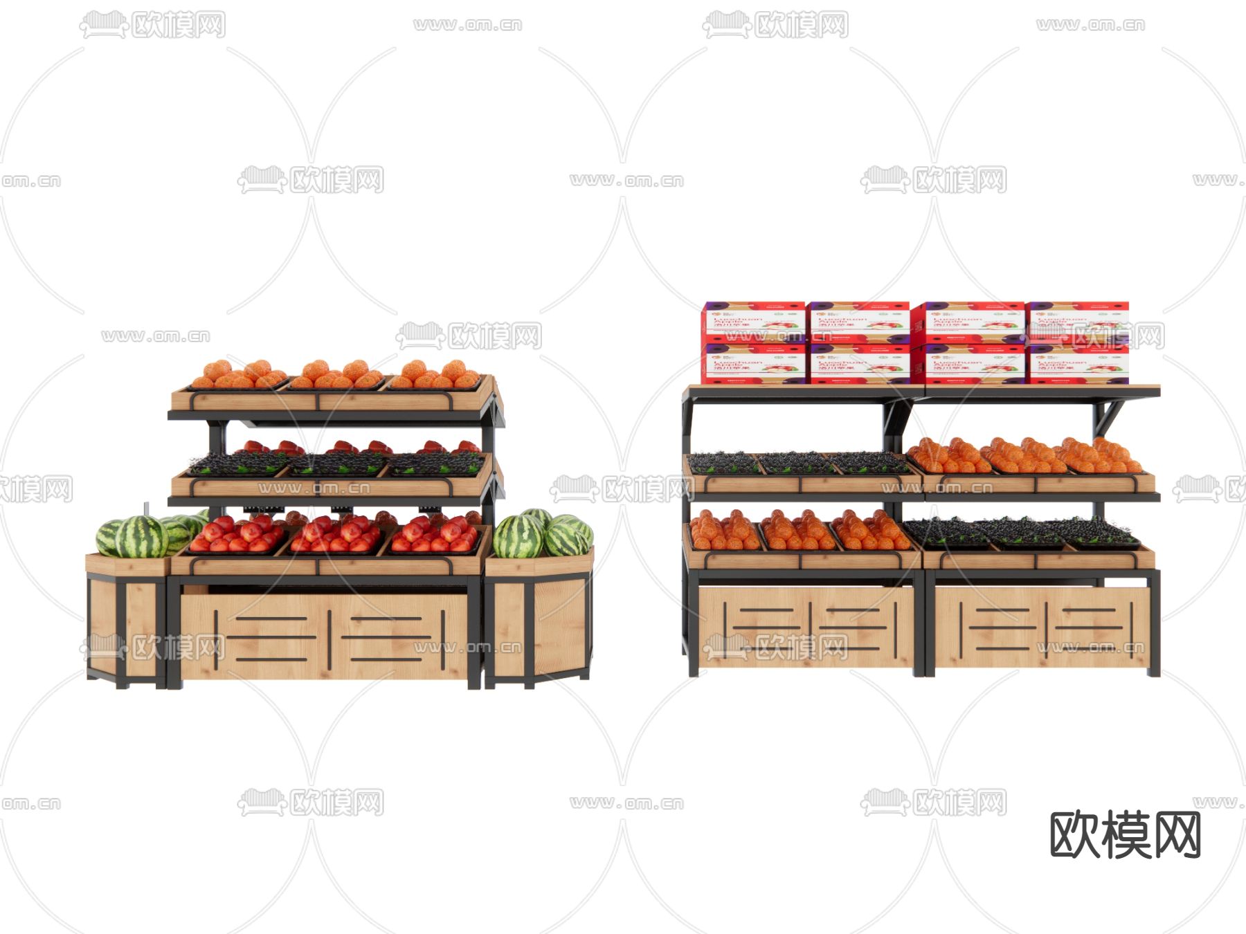 现代水果店货架su模型下载（渲染图1）
