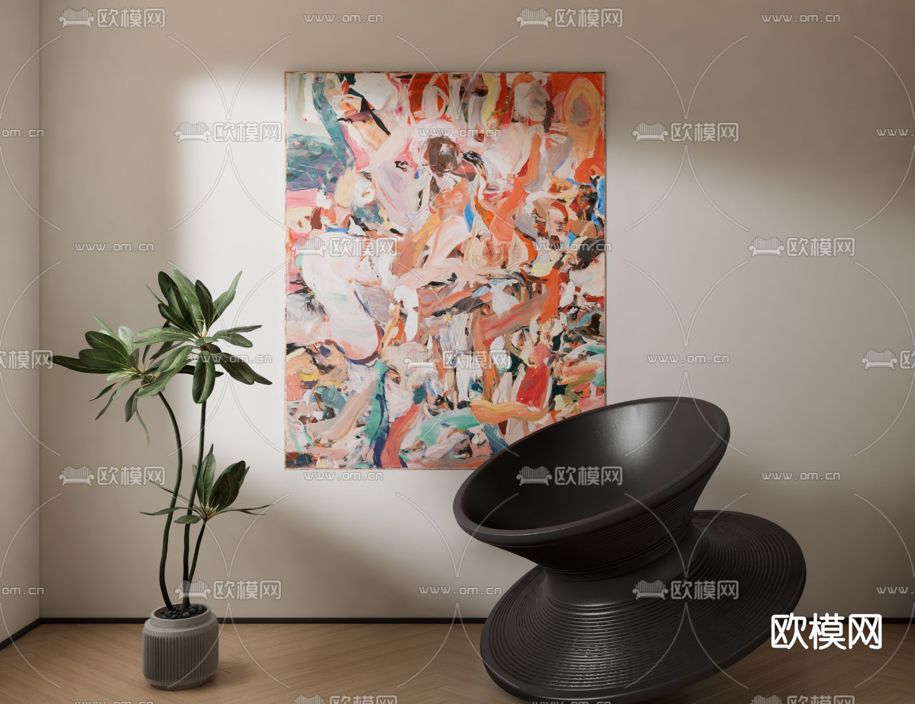 现代陀螺椅su模型下载（渲染图1）