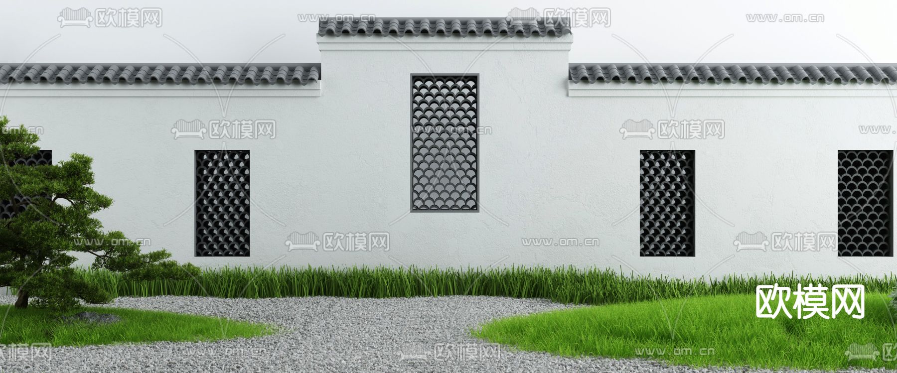 庭院围墙 景观小品3d模型下载