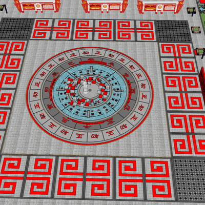 现代红色文化广场su模型