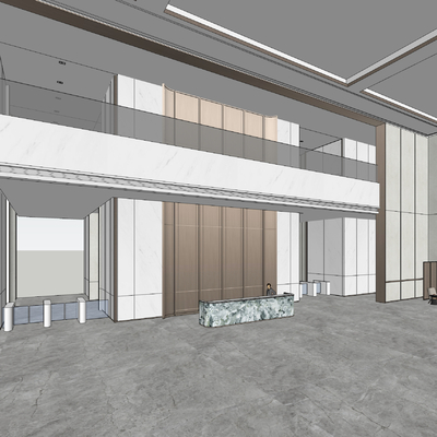  办公大堂 酒店大堂su模型 