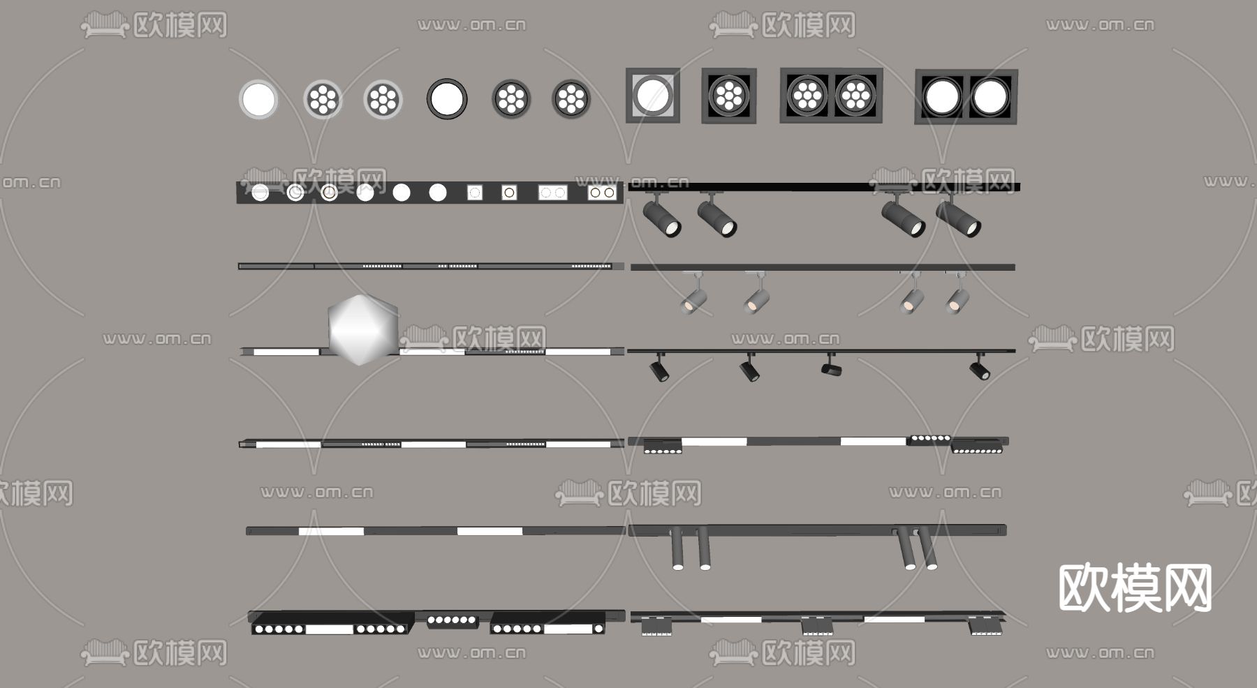 筒灯射灯 磁吸轨道灯su模型下载（渲染图3）