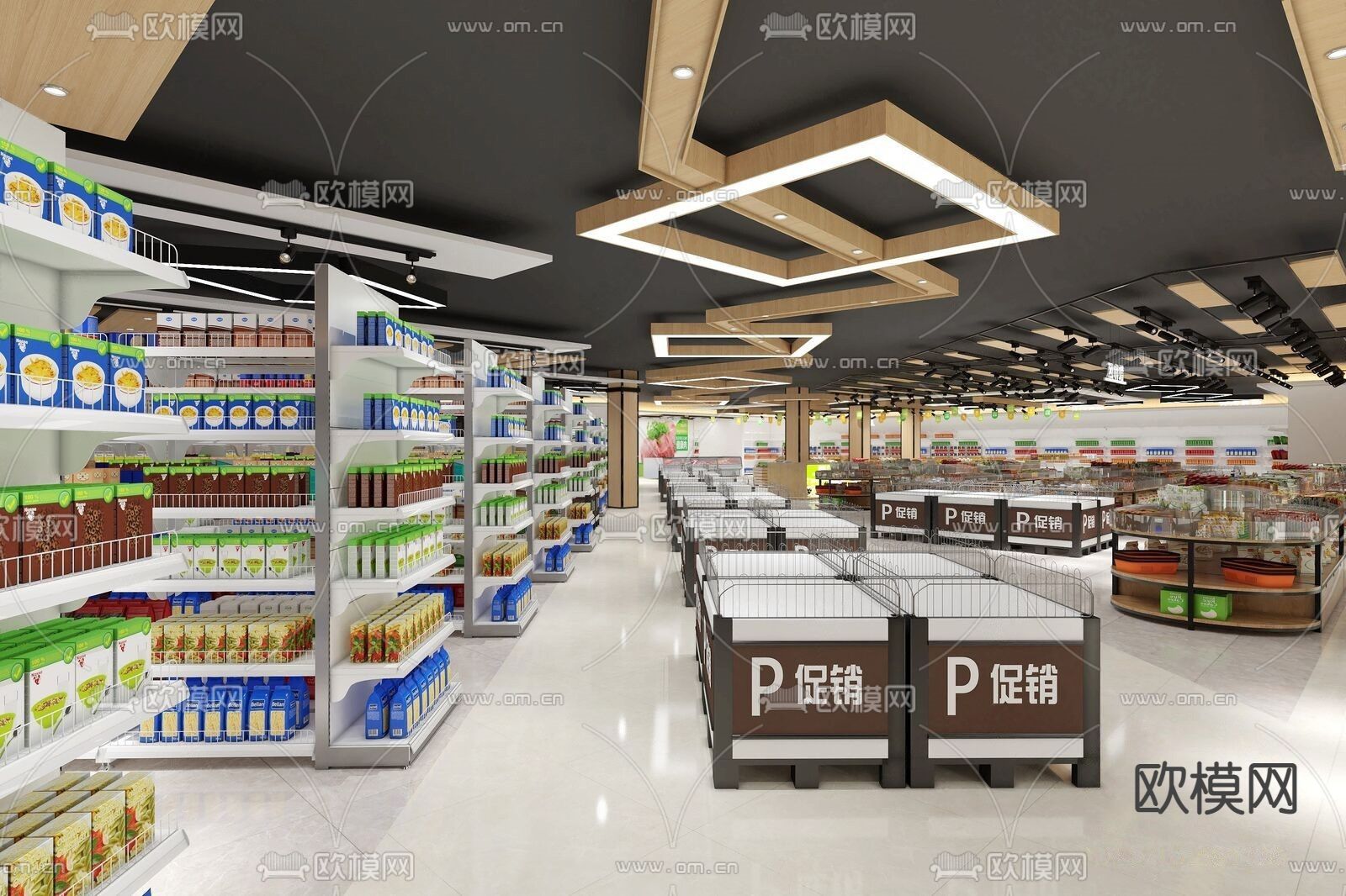 现代生鲜超市su模型下载（渲染图1）