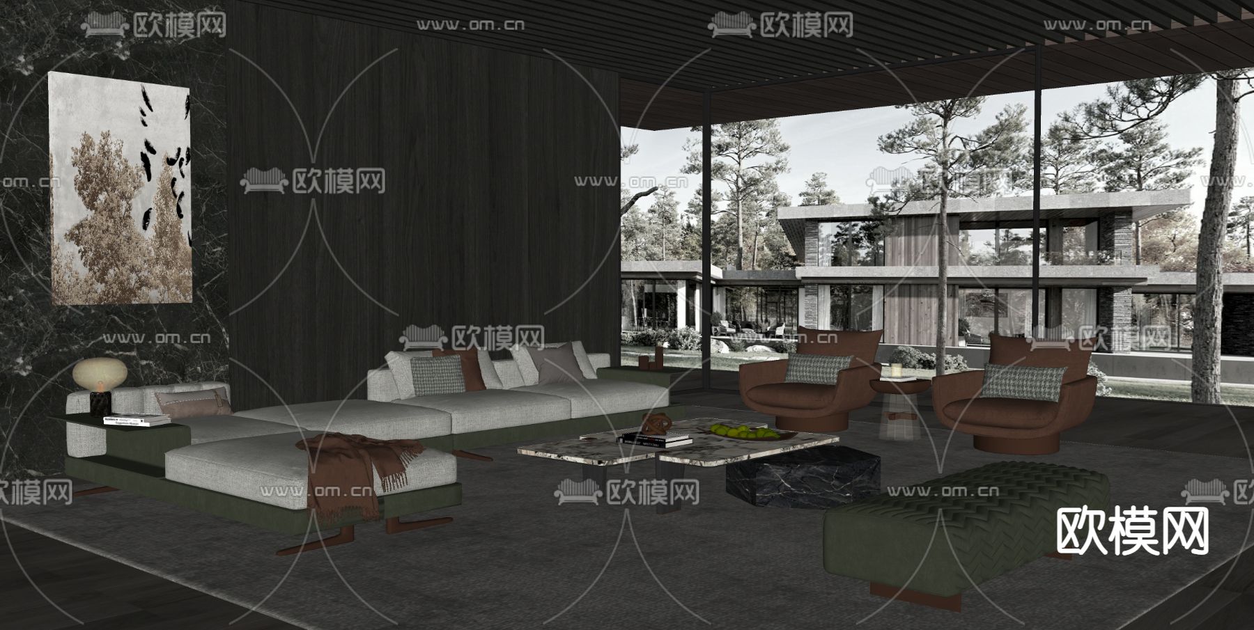 Minotti 组合沙发su模型下载（渲染图4）