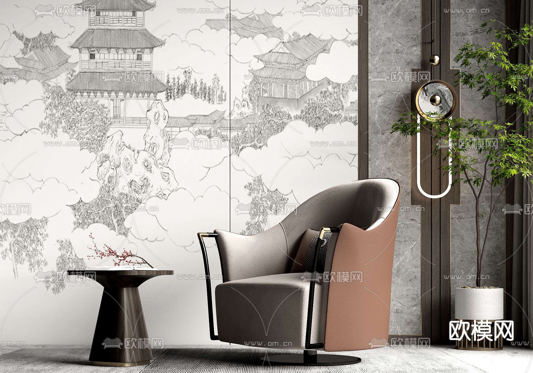 新中式沙发 休闲沙发3d模型下载