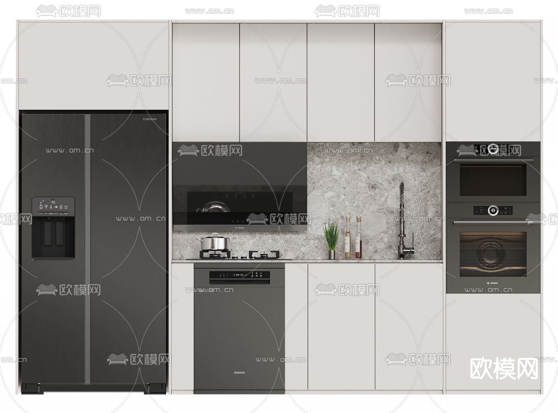 现代橱柜su模型下载（渲染图1）