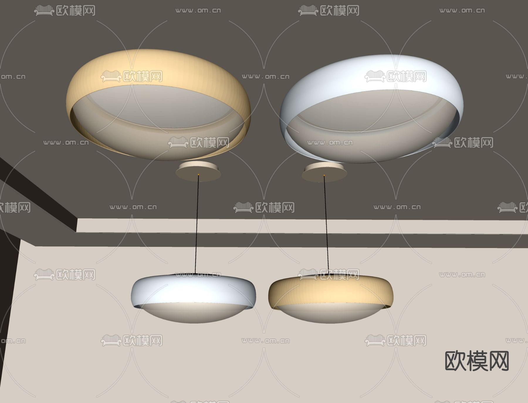 吊灯吸顶灯su模型下载（渲染图2）