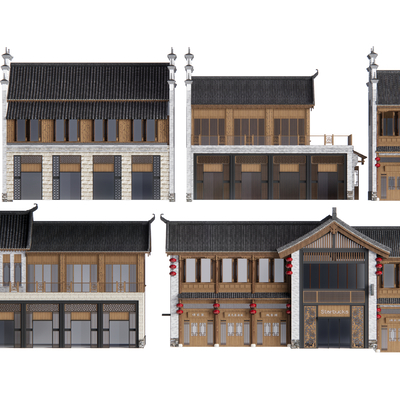  中式建筑 酒楼su模型 