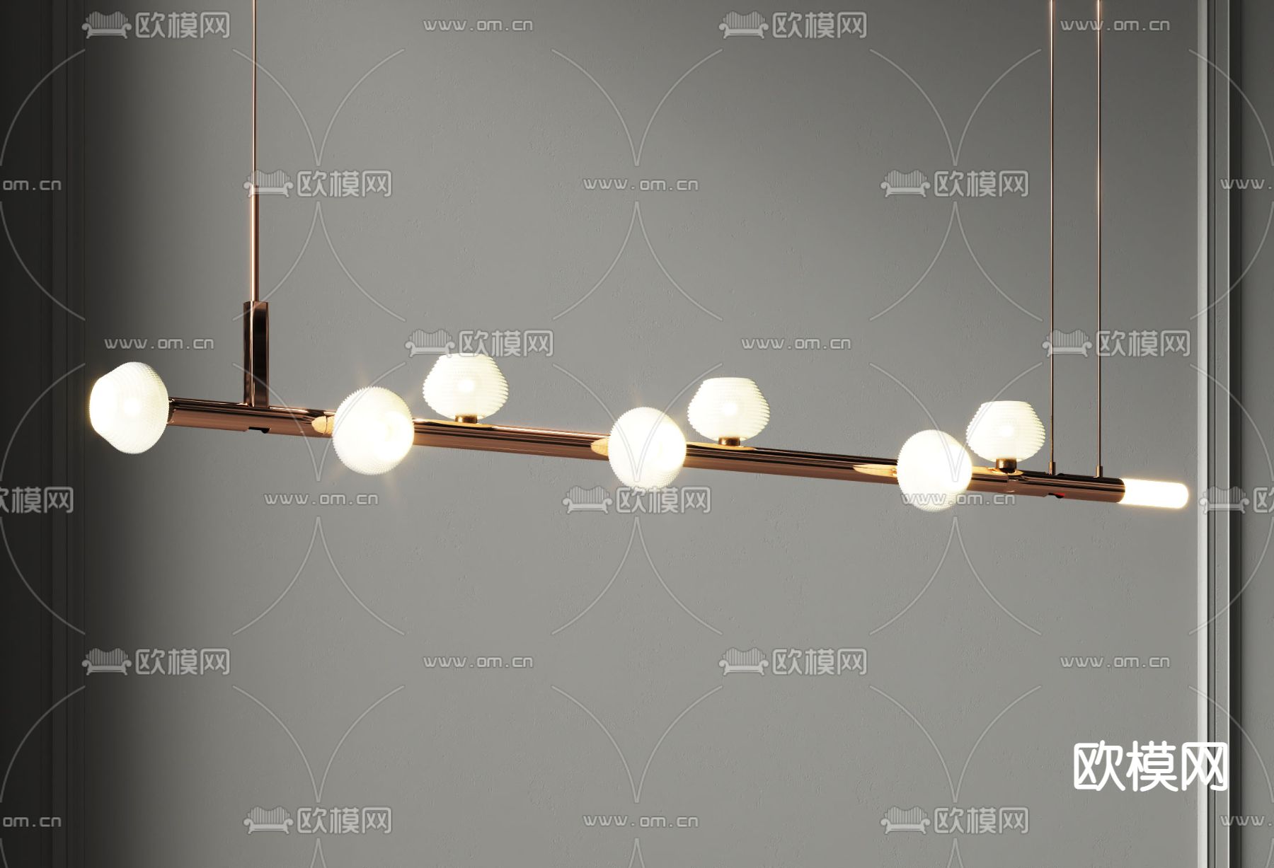 长条吊灯3d模型下载_ID14071640_3dmax免费模型-欧模网