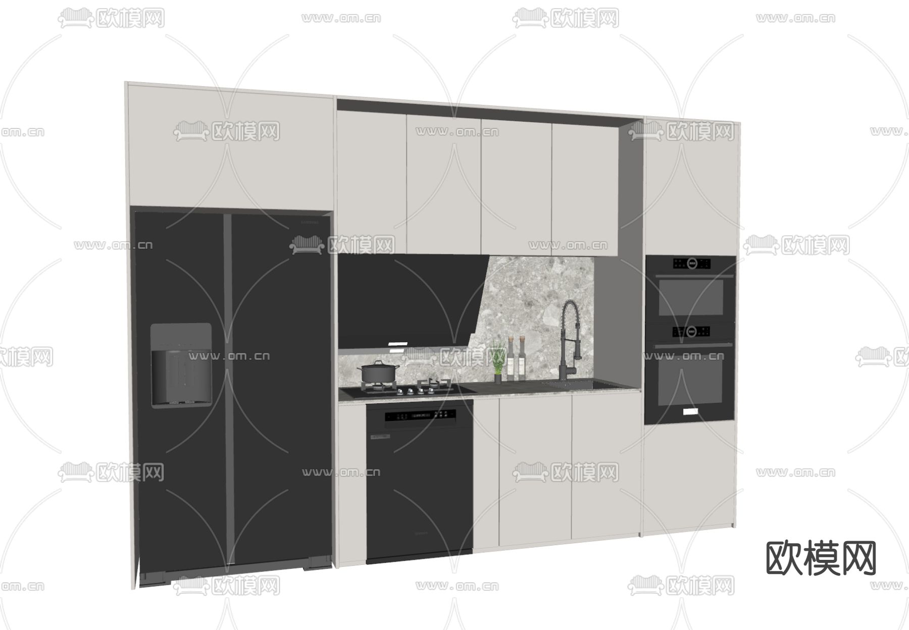 现代橱柜su模型下载（渲染图2）