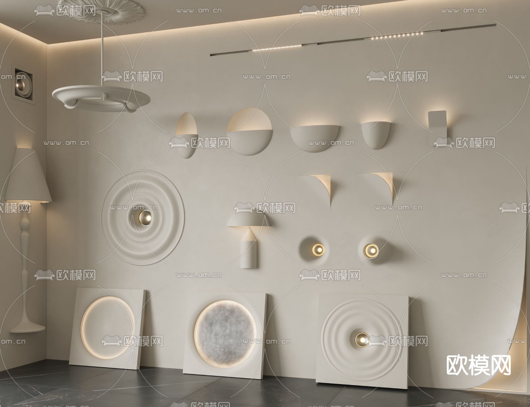 石膏壁灯3d模型下载